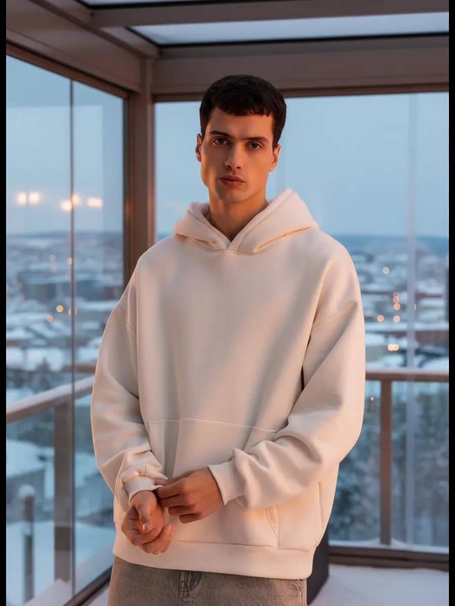 Худи оверсайз с капюшоном тёплое с начёсом