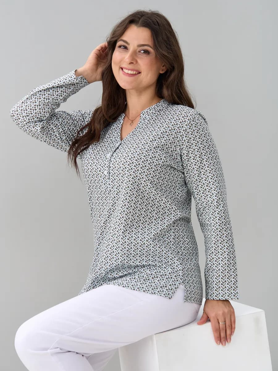 Блузка трикотажная с длинным рукавом хлопок