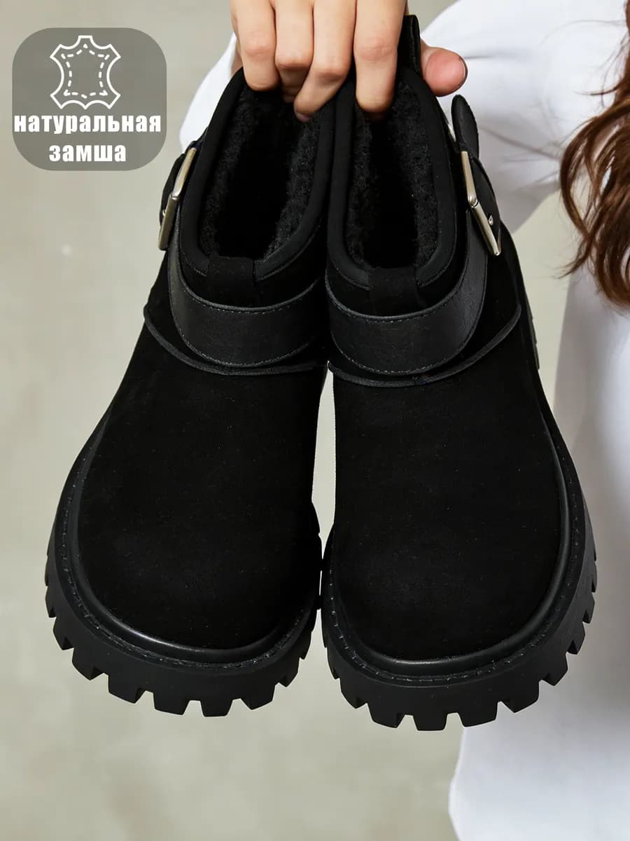 Ботинки зимние с натуральным мехом на платформе - фото 1