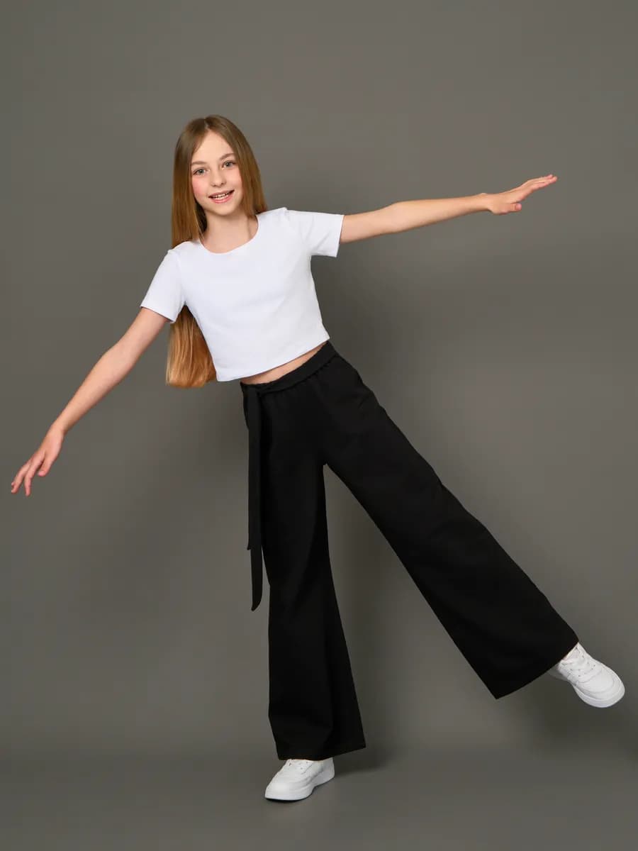 Брюки широкие школьные трикотажные палаццо