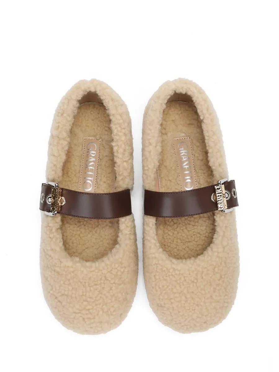 Балетки меховые женские