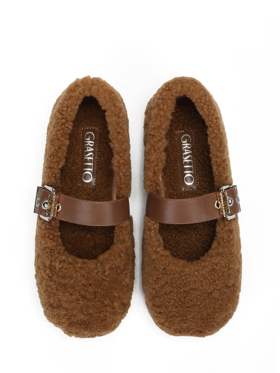 Балетки меховые женские