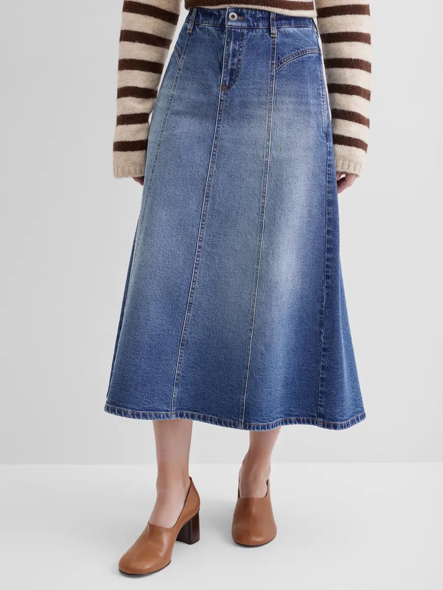 Юбка джинсовая миди расклешенная