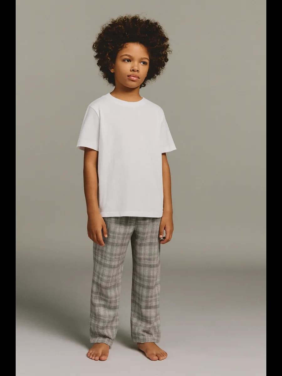 Брюки детские домашние широкие в клетку новогодние