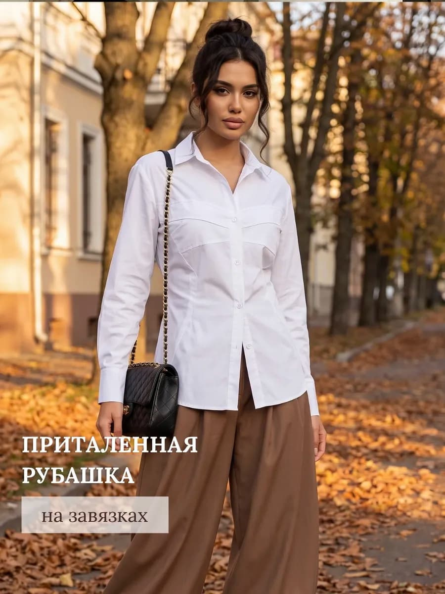 Рубашка блузка приталенная нарядная на завязках