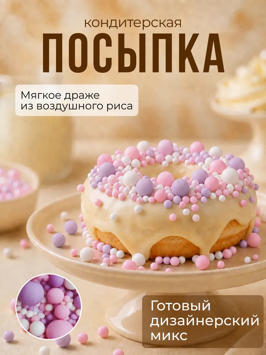 Посыпка кондитерская для торта драже зерновое
