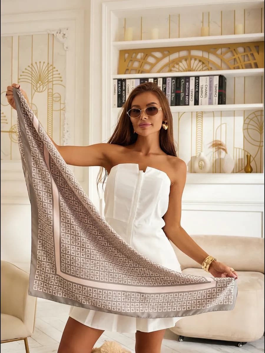 Шелковый платок на голову и пояс, косынка на шею летняя