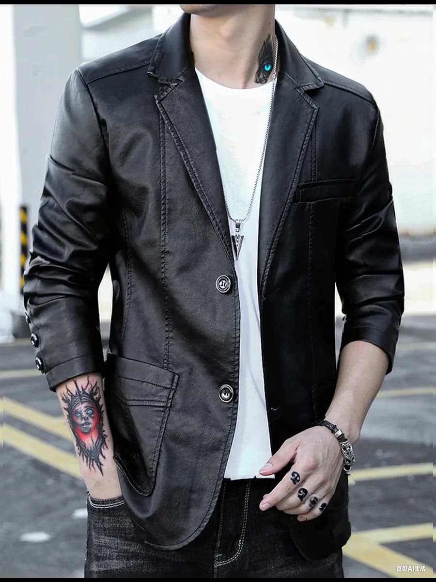 Кожаный пиджак мужской
