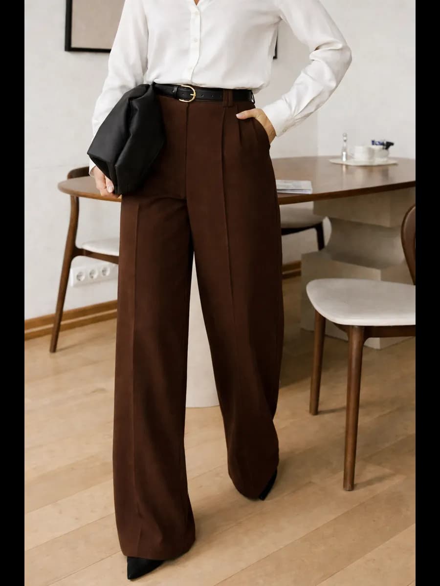 Брюки палаццо классические широкие - фото 1