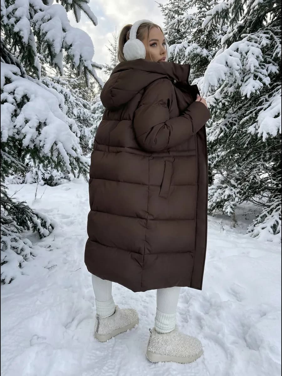 Куртка зимняя длинная с капюшоном утепленная