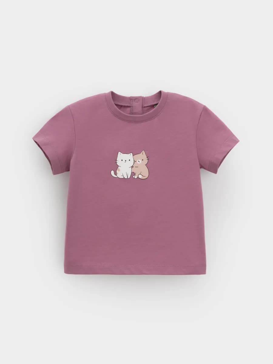 Трикотажная футболка с принтом для малыша, хлопок - фото 1