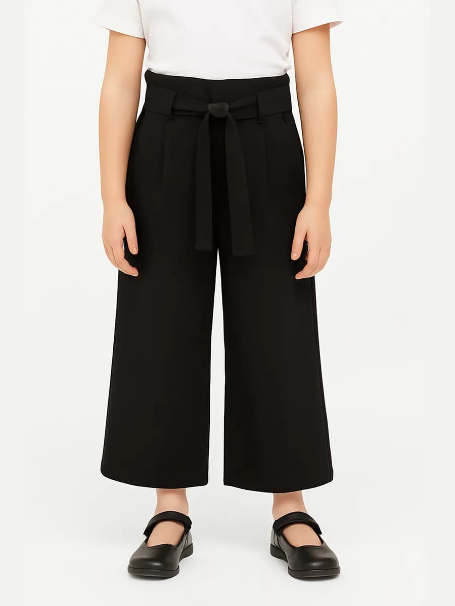 Брюки широкие с поясом - фото 1