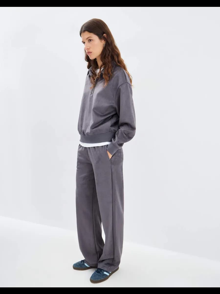 Тёмно-серые спортивные брюки Wide leg - фото 1