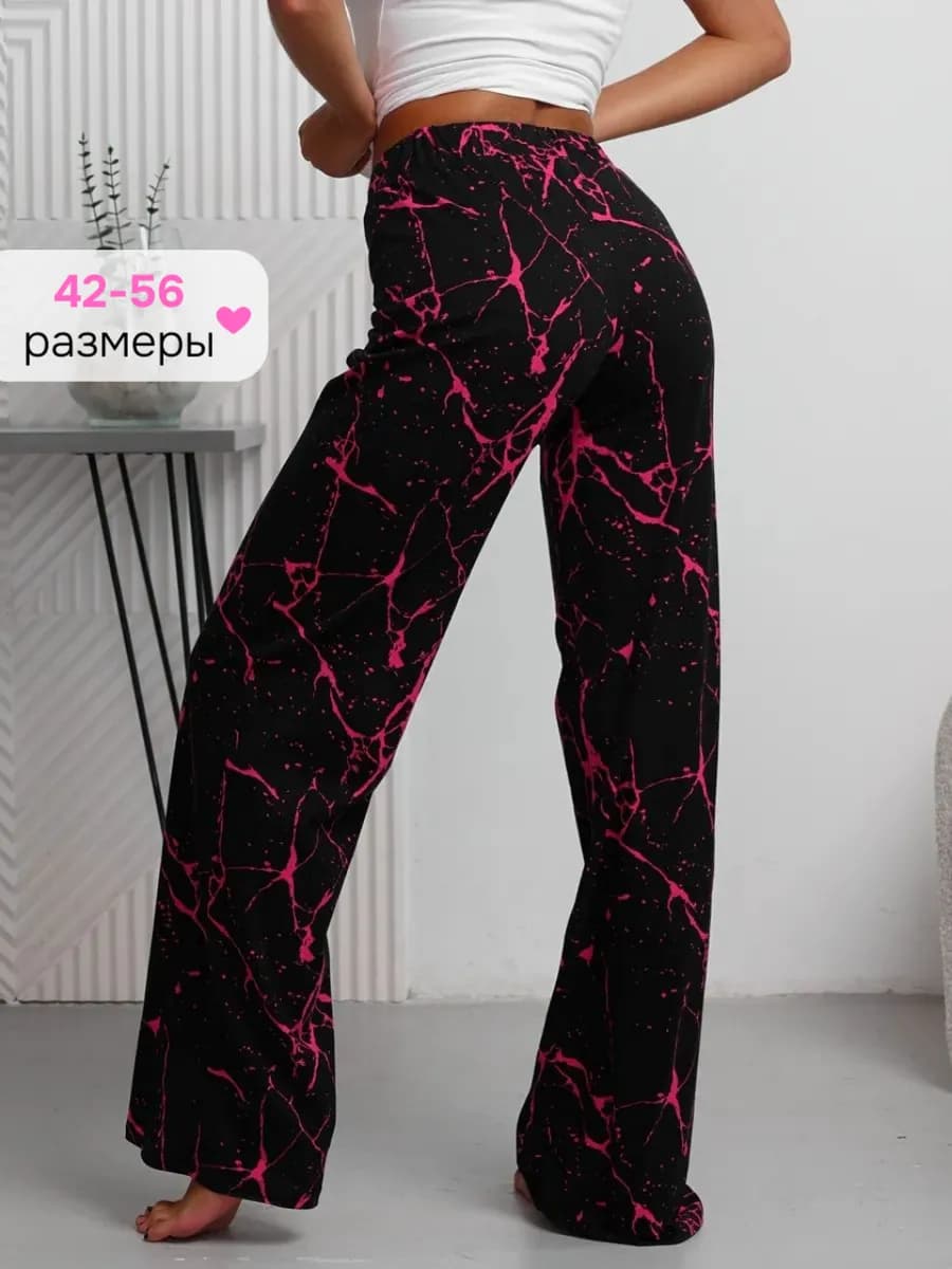Брюки домашние пижамные широкие палаццо хлопок