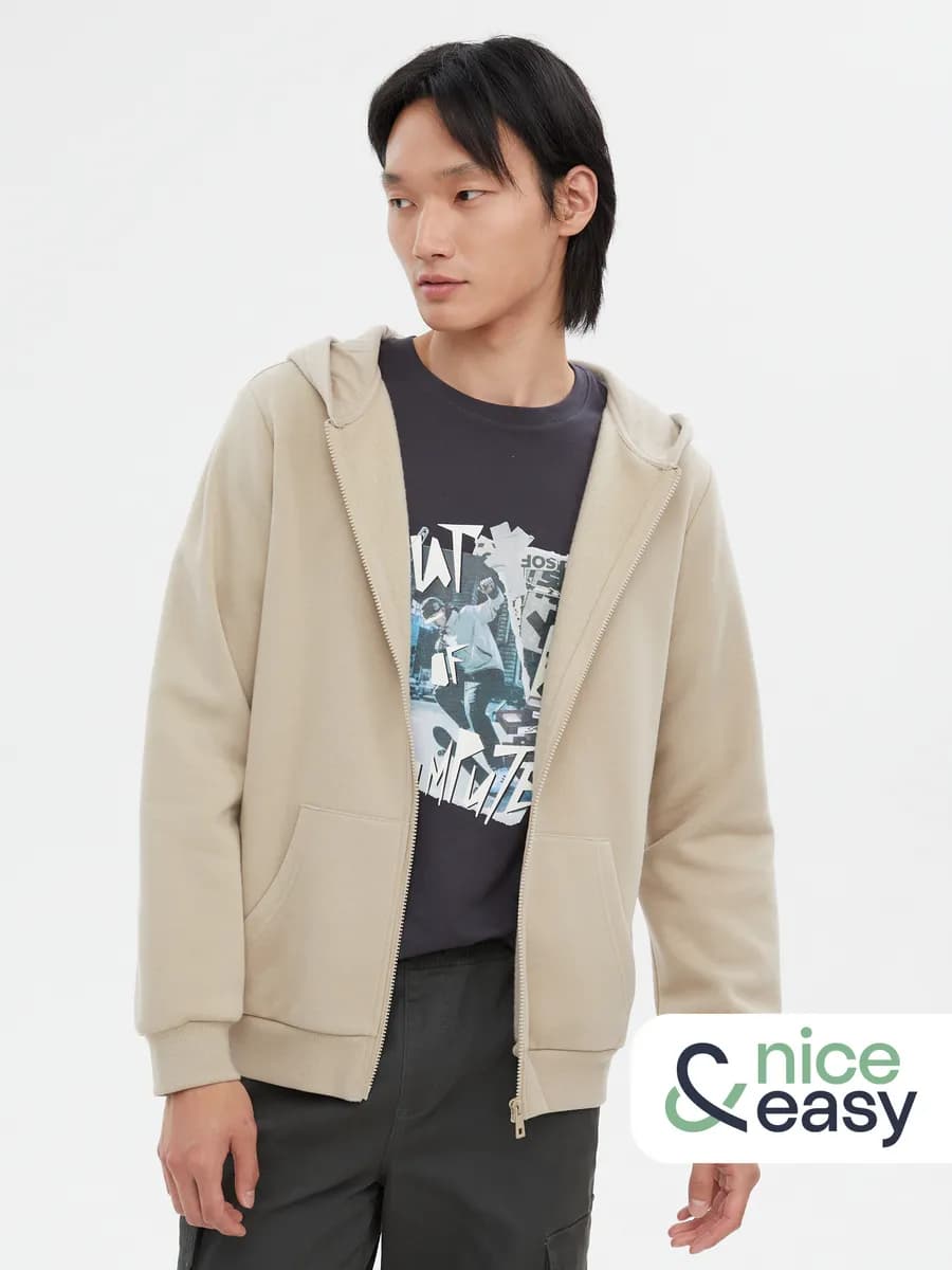 Мужская толстовка на молнии однотонная