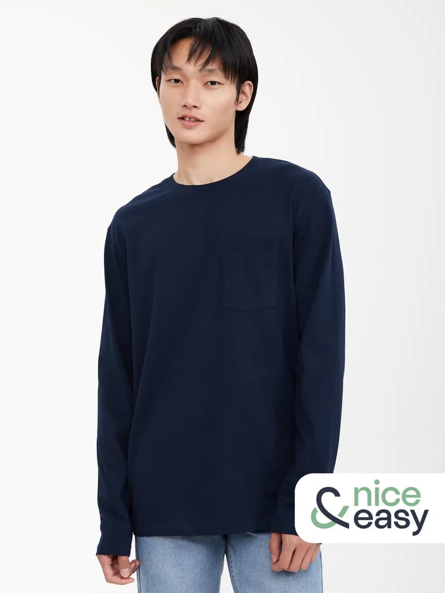 Мужской лонгслив из хлопка с карманом