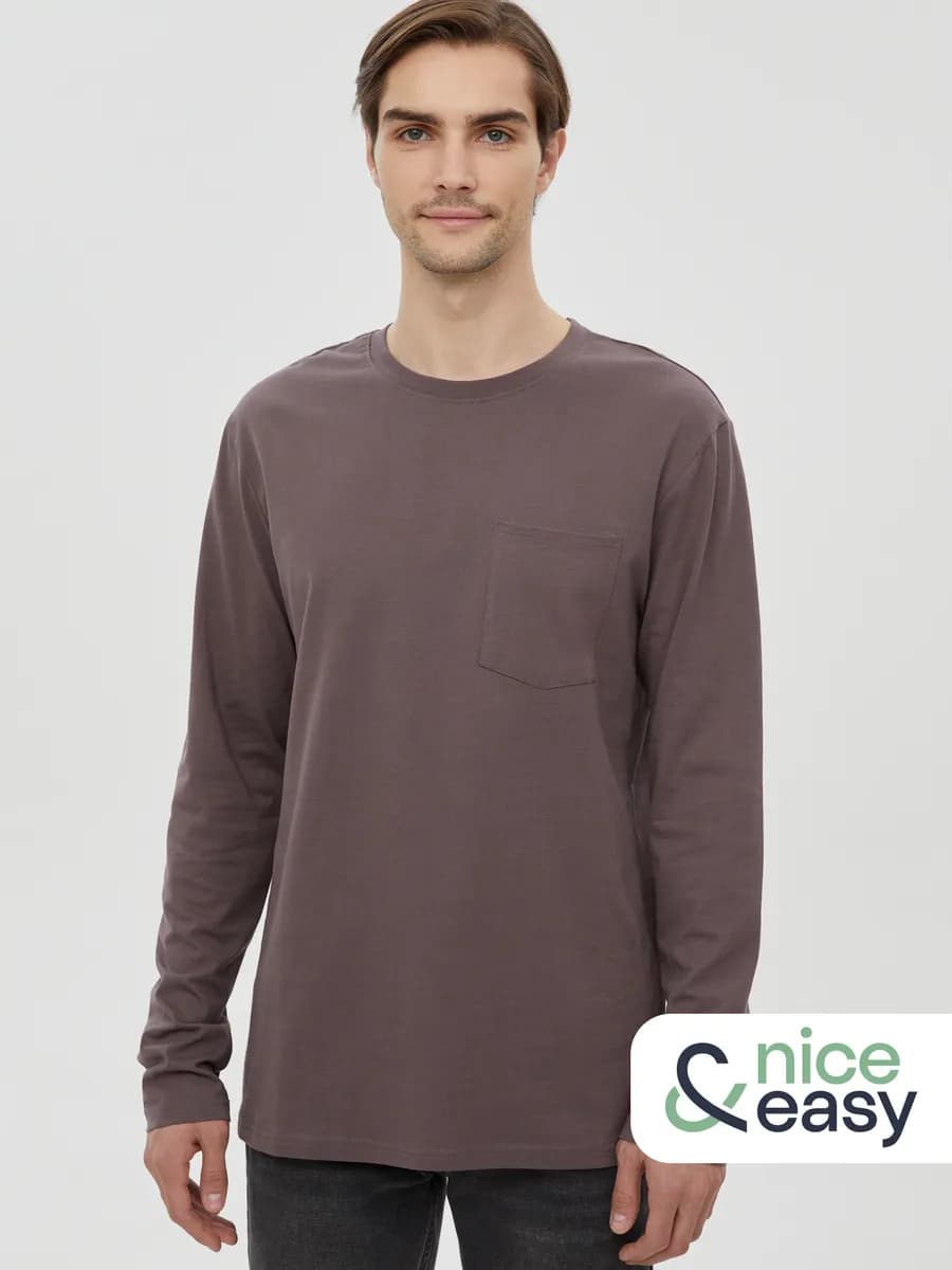 Мужской лонгслив из хлопка с карманом