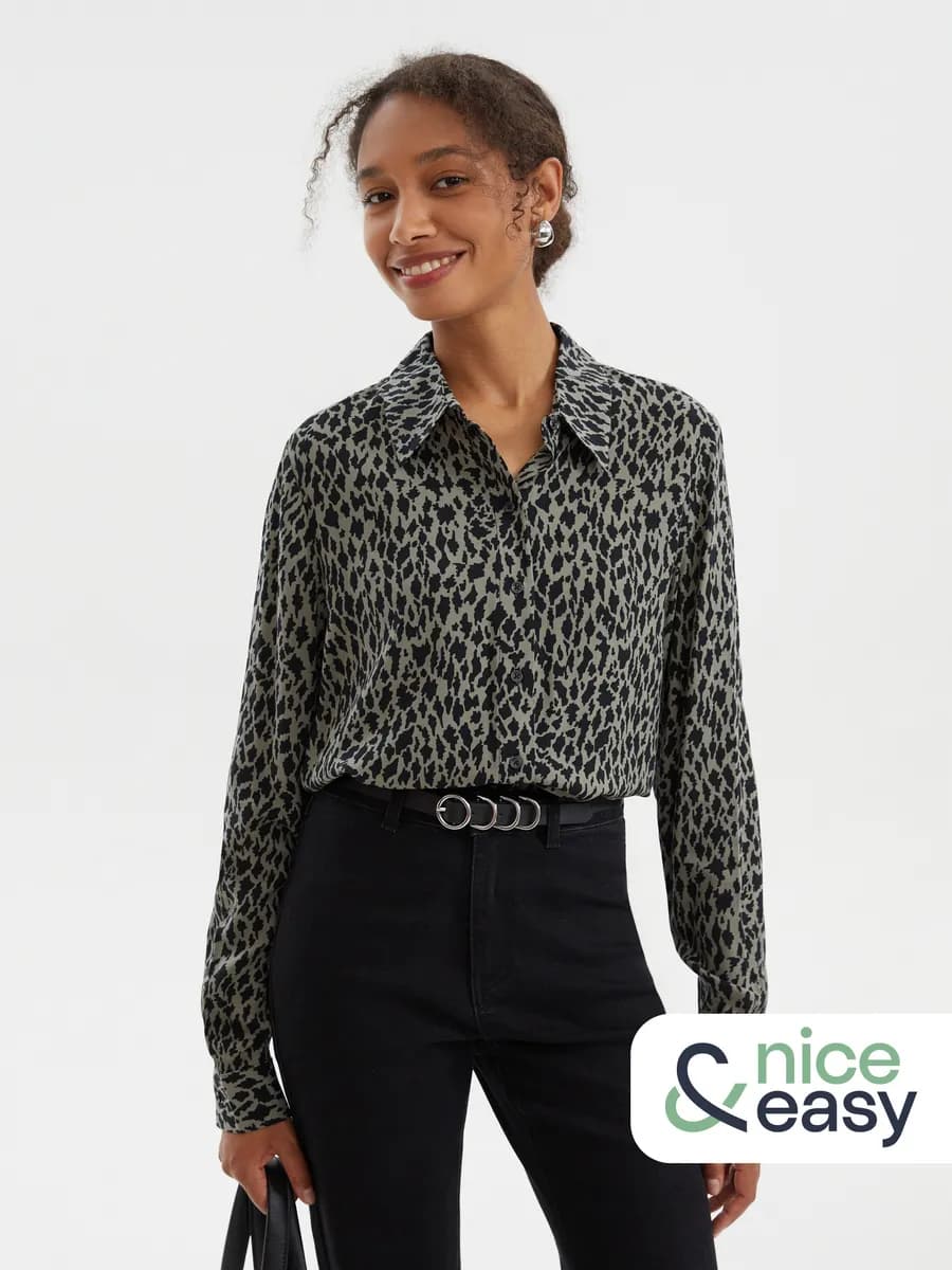 Женская леопардовая рубашка из вискозы