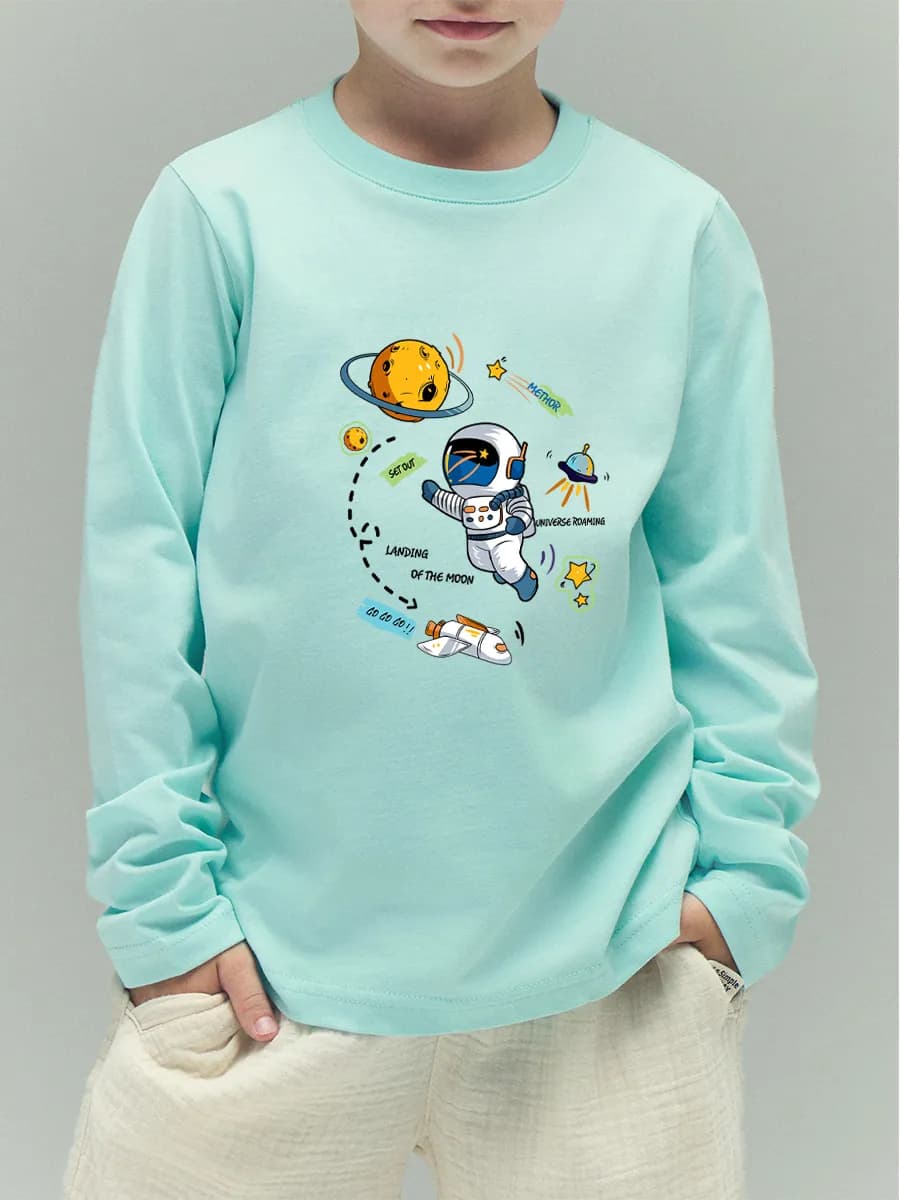 Лонгслив с принтом детский хлопок