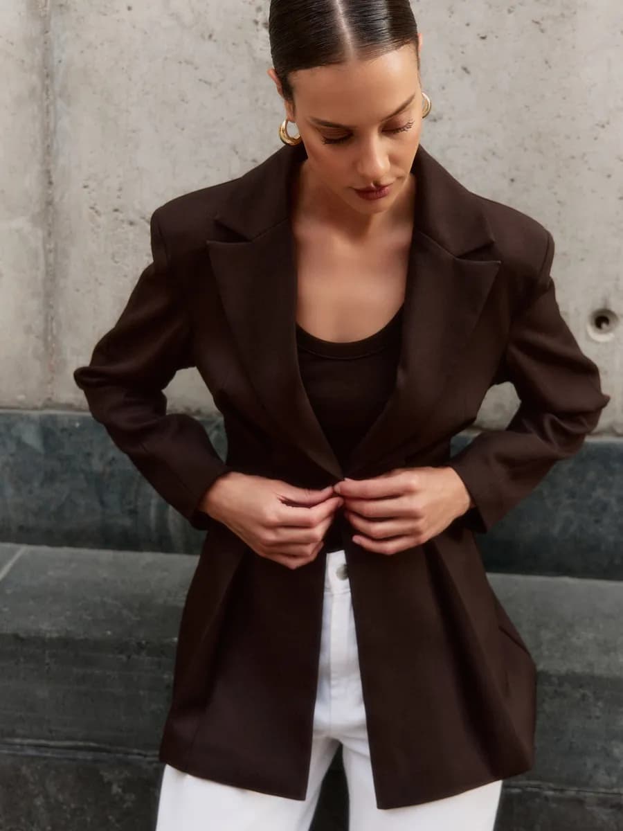 Пиджак жакет приталенный удлинённый - фото 1