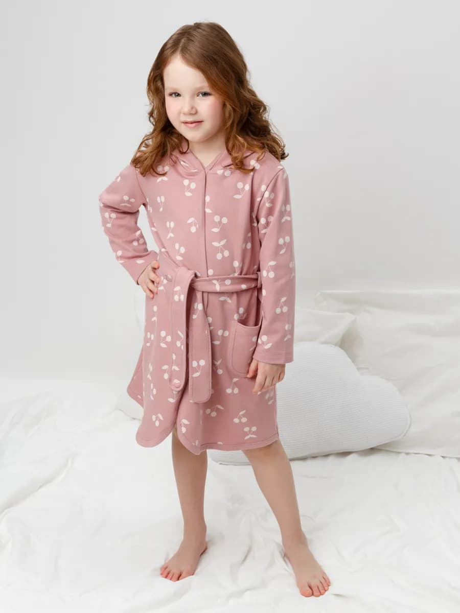 Трикотажный халат из петельчатого футера для девочки