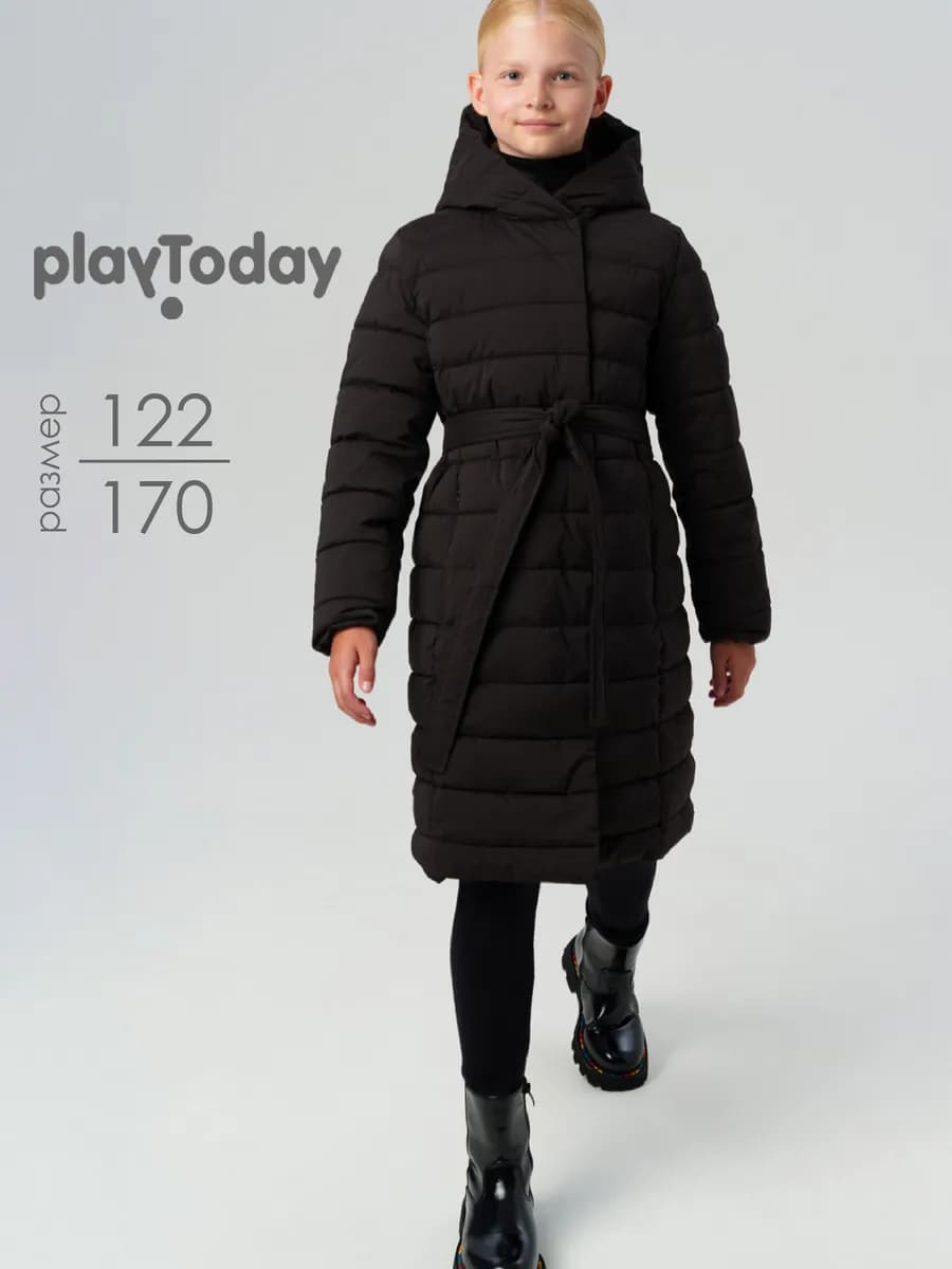 Пальто демисезонное стеганое с поясом для подростка в школу