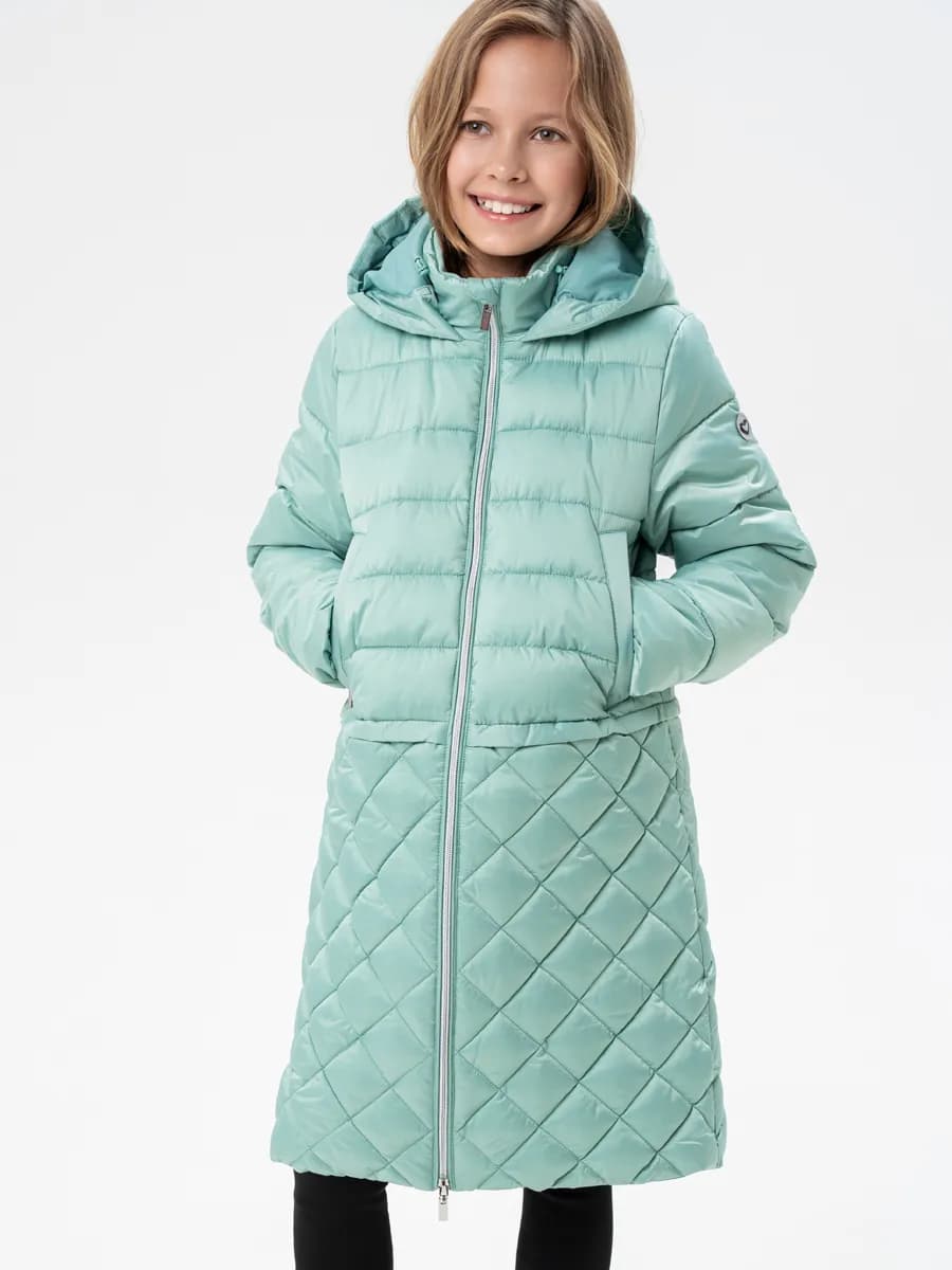 Демисезонное пальто стеганое с капюшоном для подростка