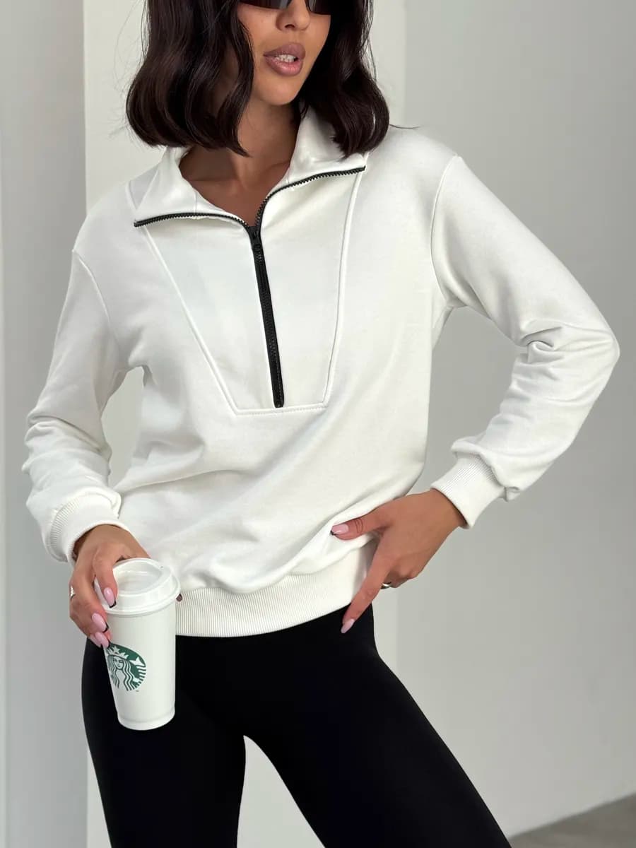 Свитшот полузамок молния оверсайз без начеса