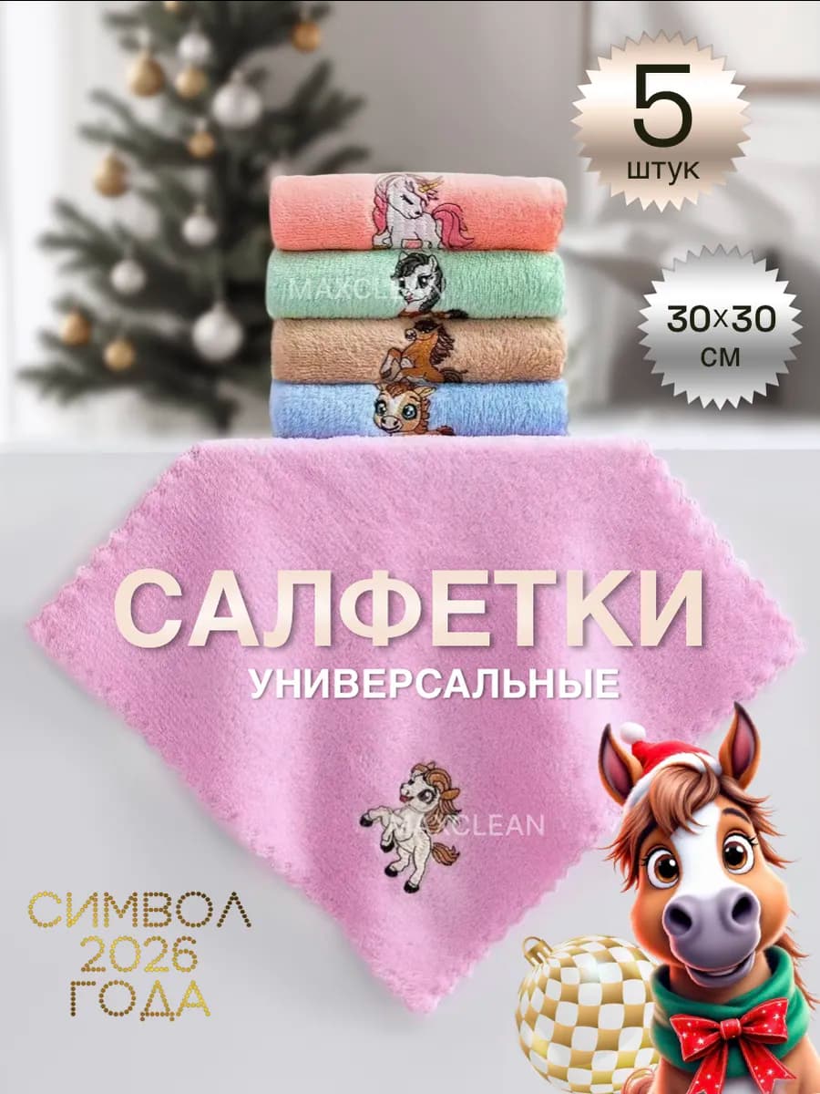 Салфетки для уборки из микрофибры новогодние