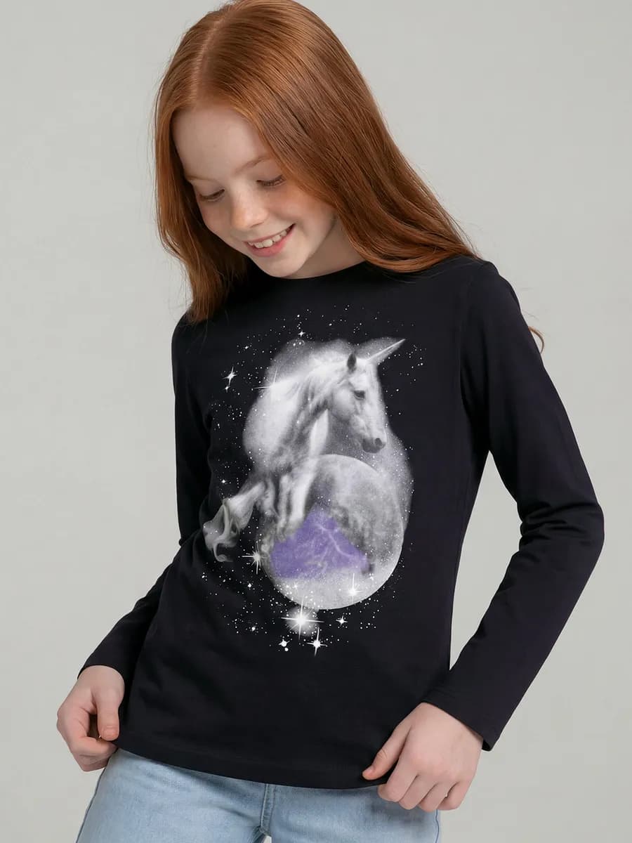 Лонгслив с принтом Единорог