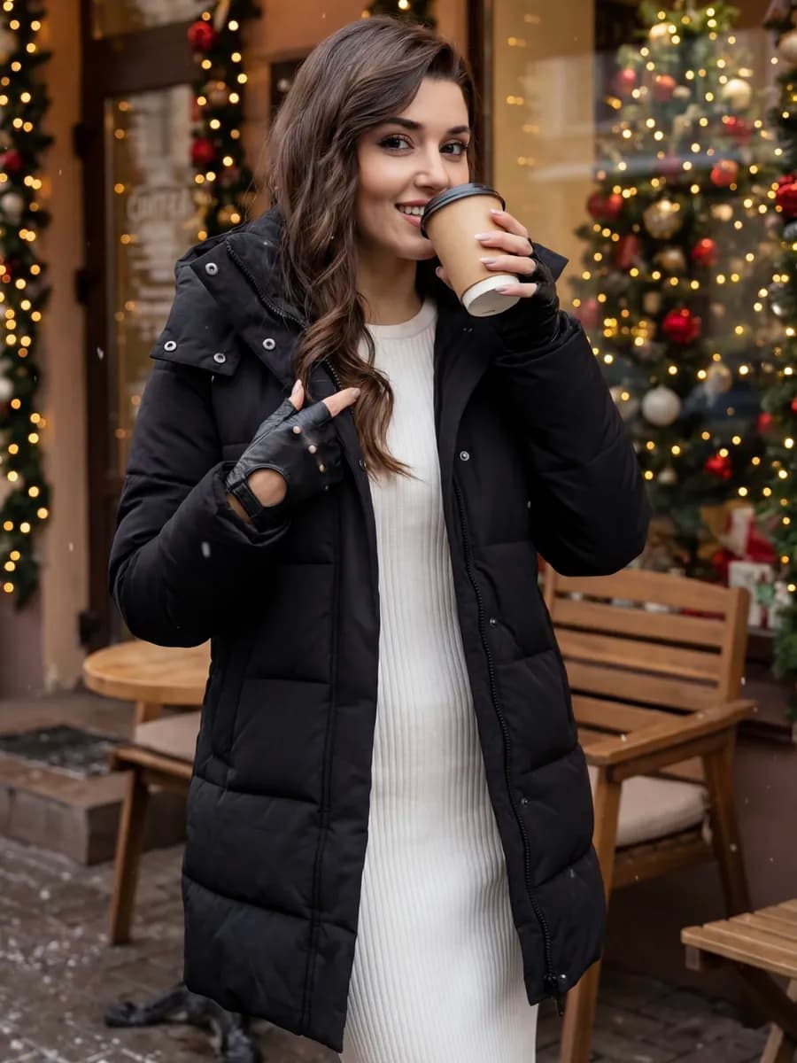 Куртка зимняя удлиненная с капюшоном - фото 1