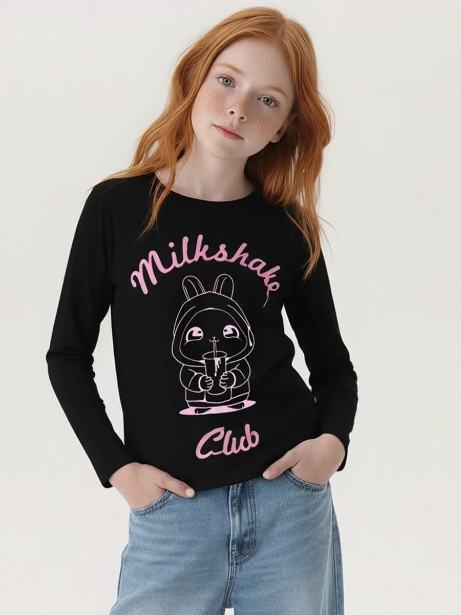 Лонгслив с принтом Milkshake club