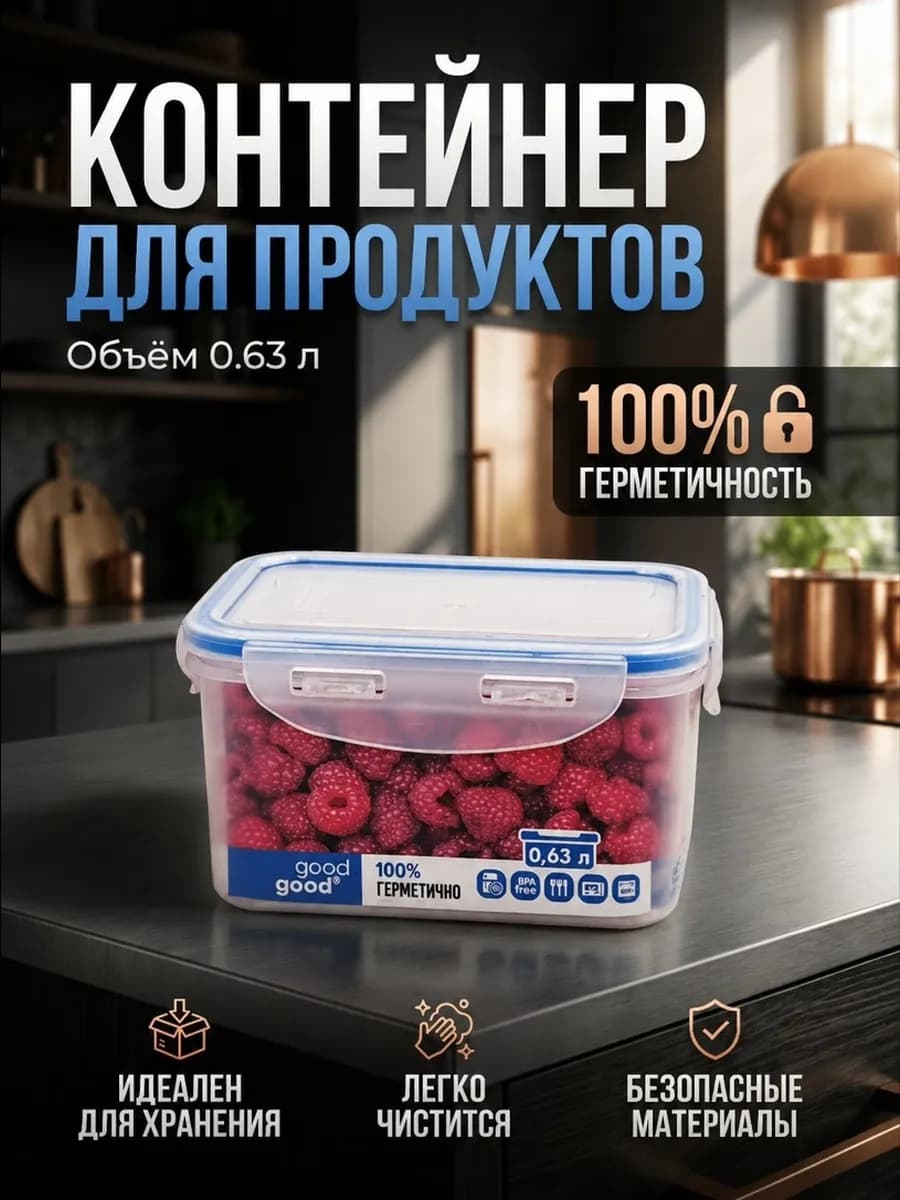 Контейнер пищевой 630 мл, 100% герметичный
