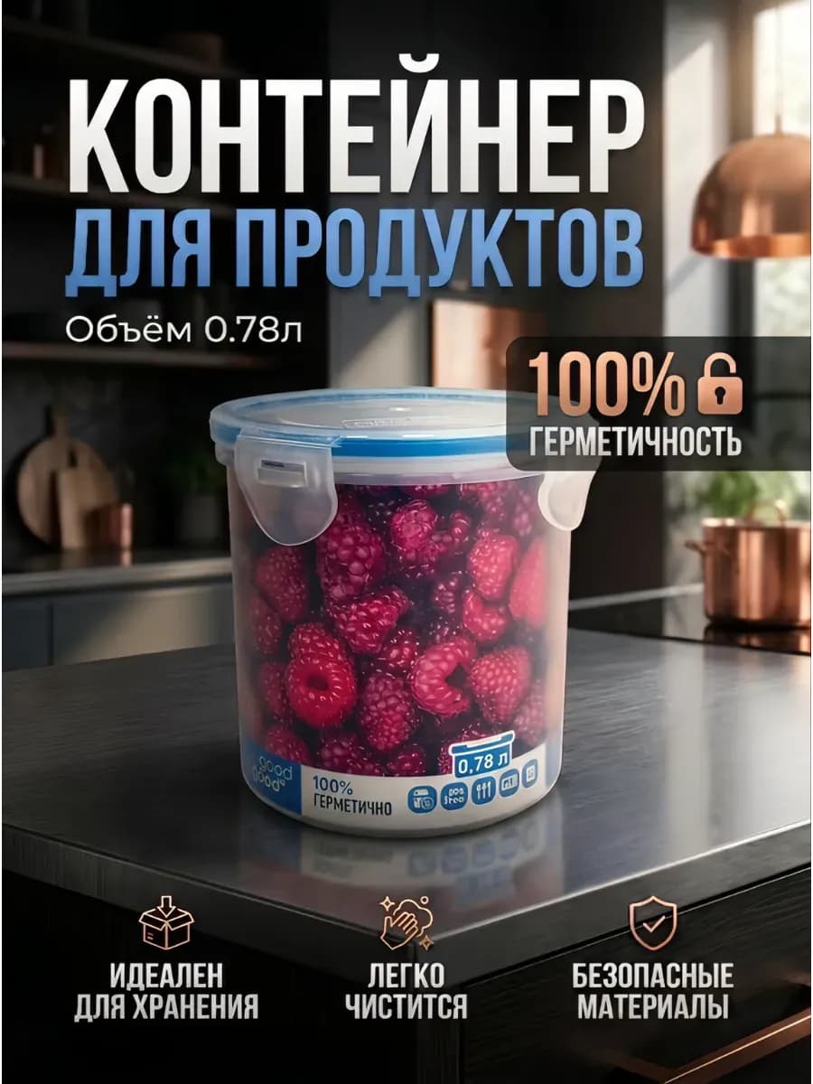 Контейнер пищевой 780 мл, 100% герметичный