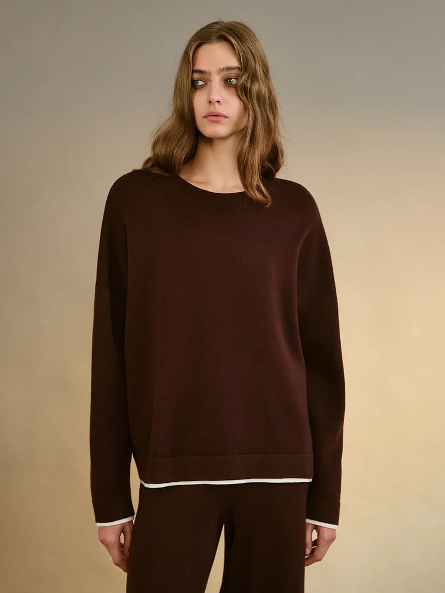 Джемпер оверсайз вискозный с имитацией второго слоя - фото 1