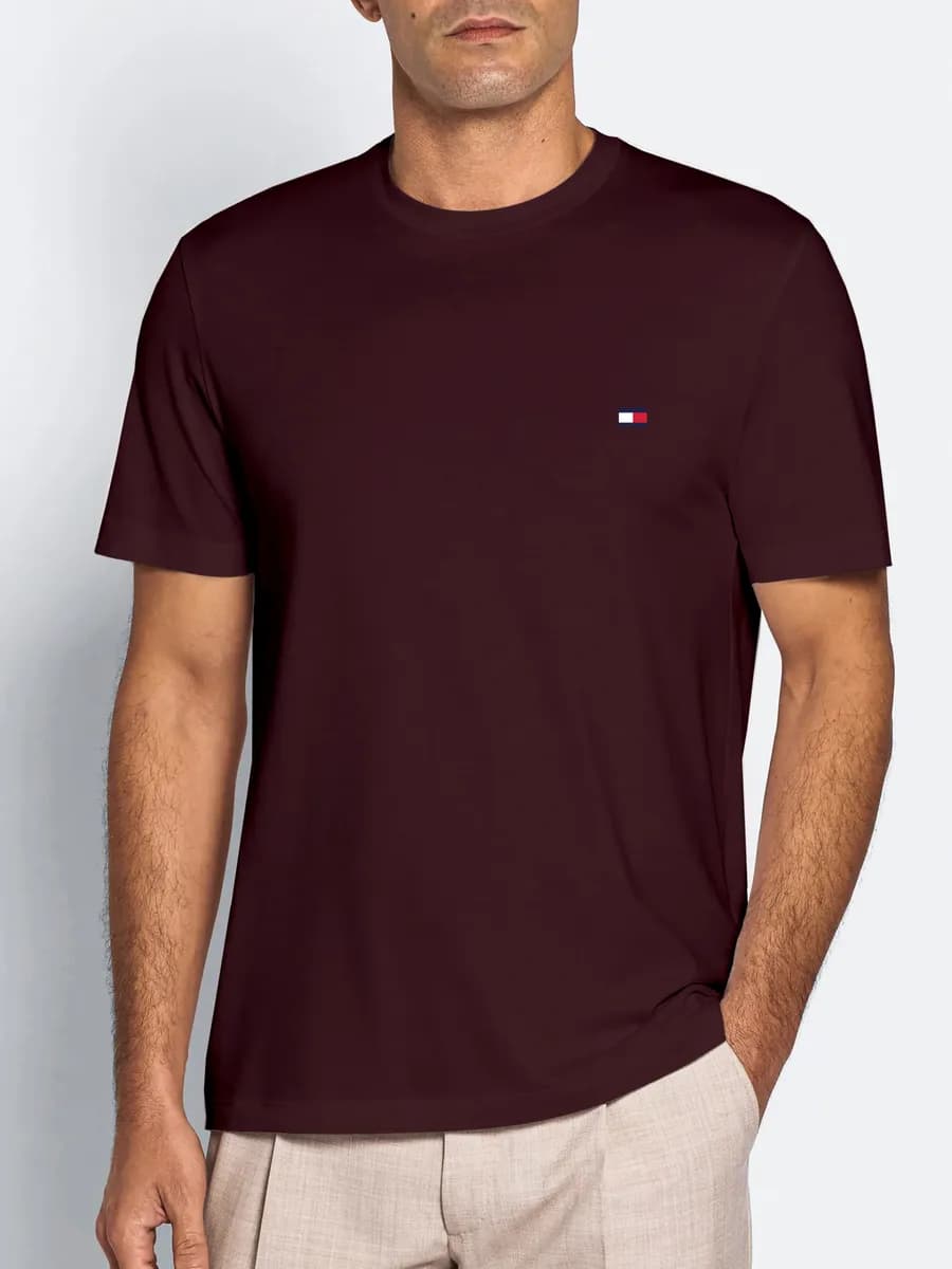 Футболка бордовая с принтом базовая плотная хлопок