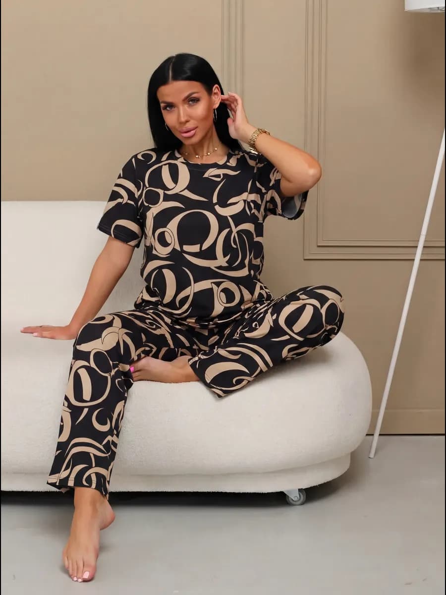 Пижама со штанами костюм домашний летний