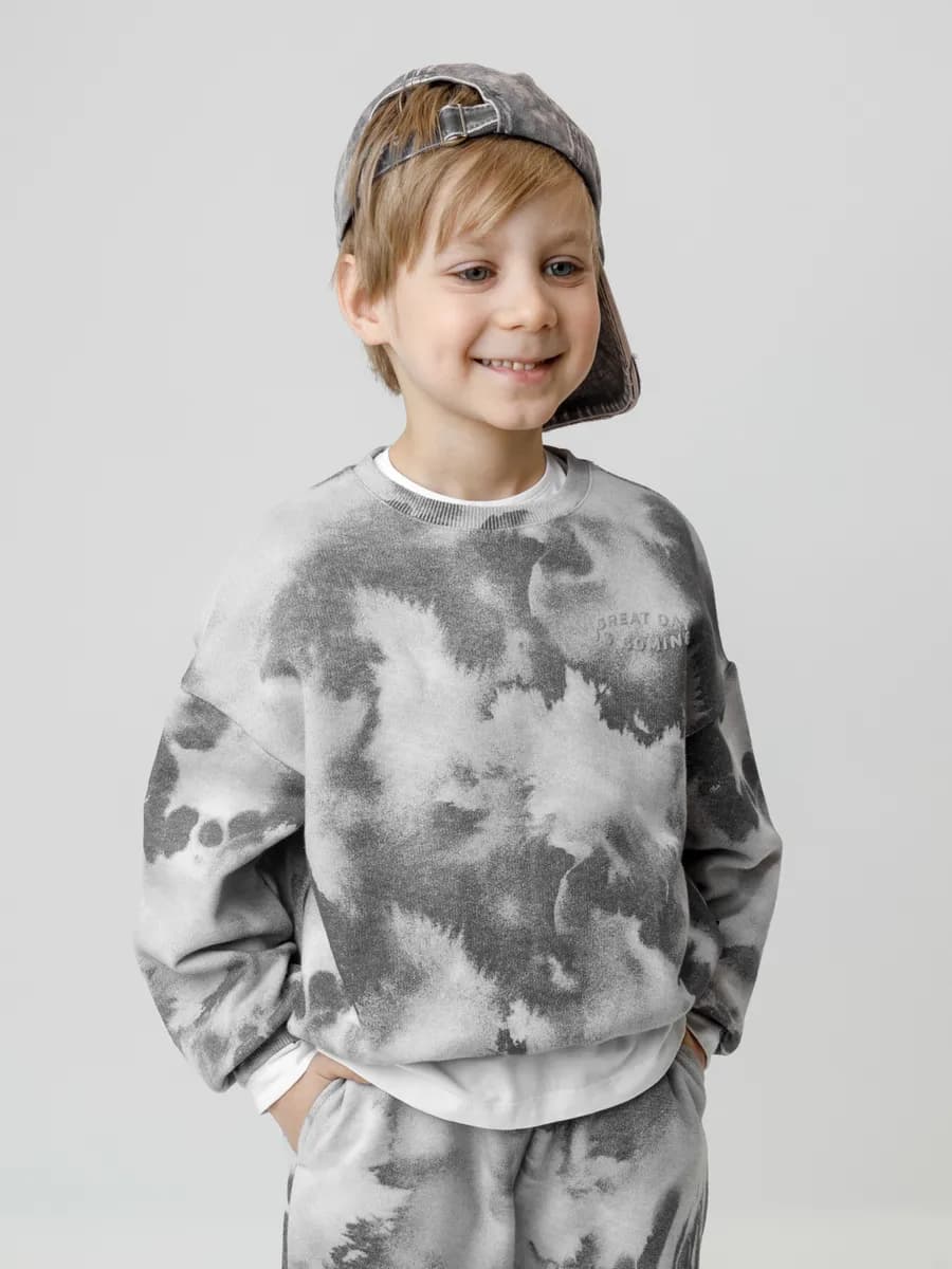 Трикотажный свободный свитшот для мальчика, хлопковый