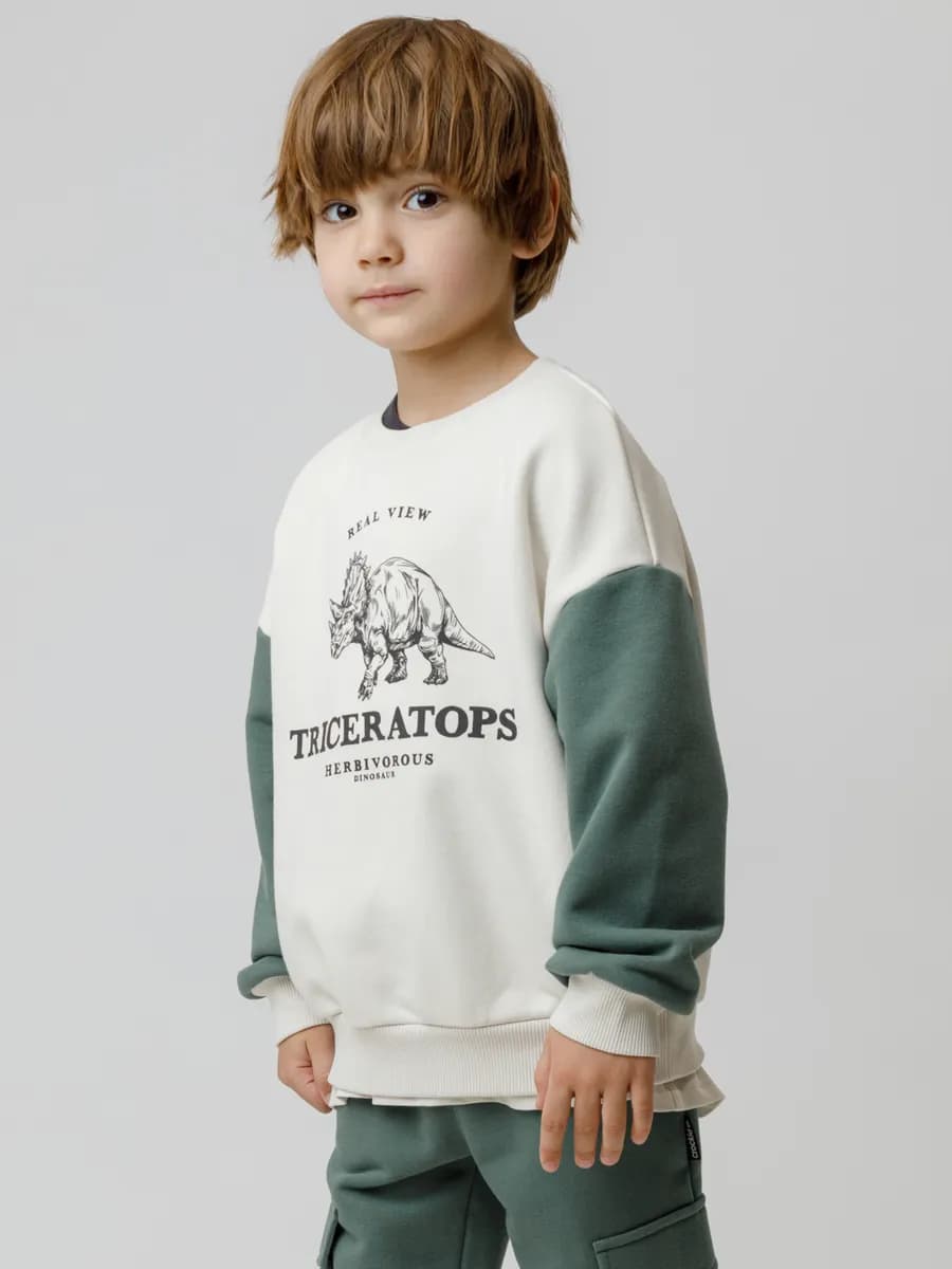 Трикотажный свободный свитшот для мальчика, хлопковый