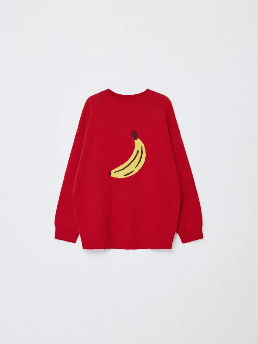 Вязаный джемпер оверсайз с принтом