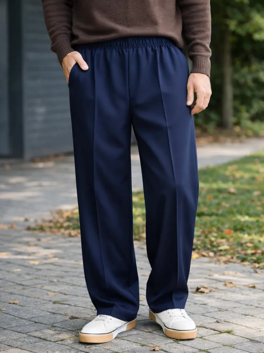 Брюки широкие на резинке классические офисные со стрелкой