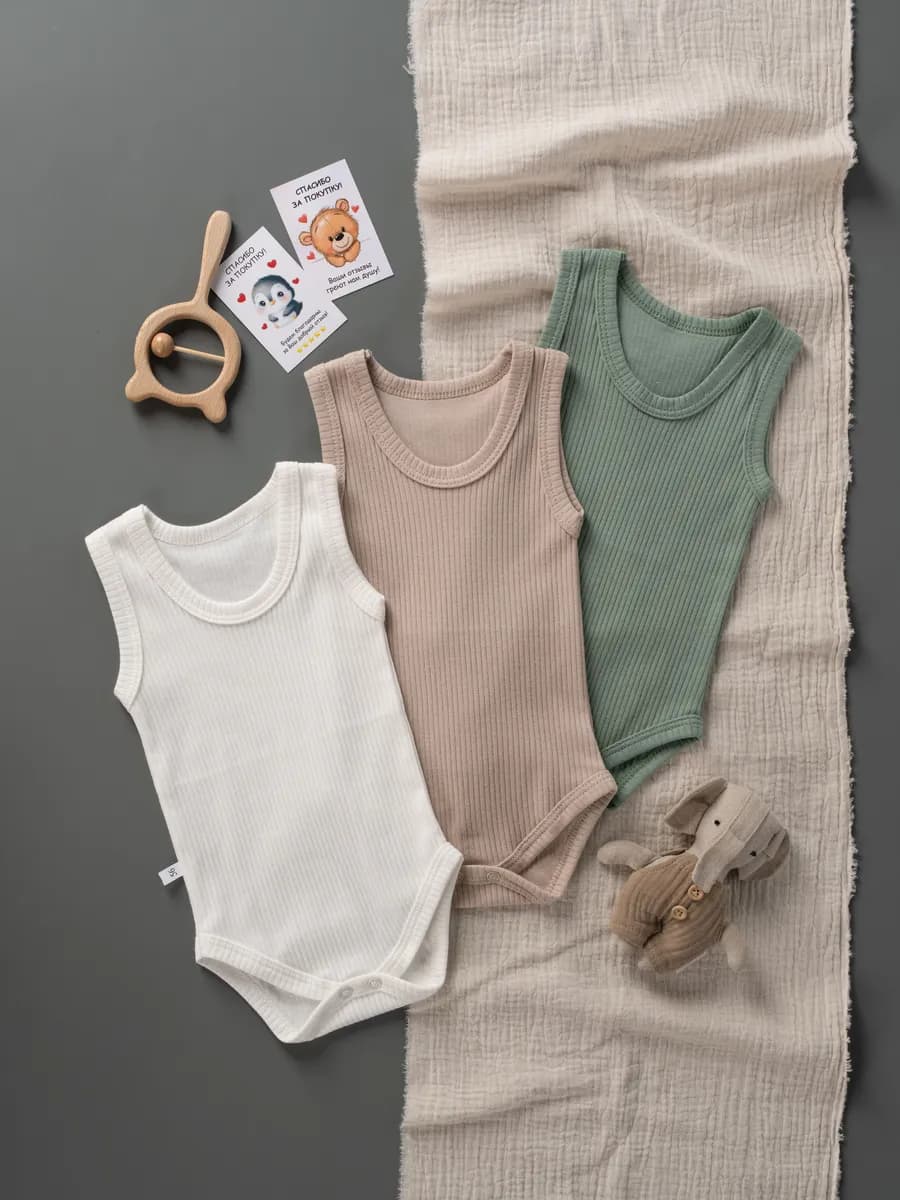 Набор 3 шт майка боди для новорожденных - фото 1