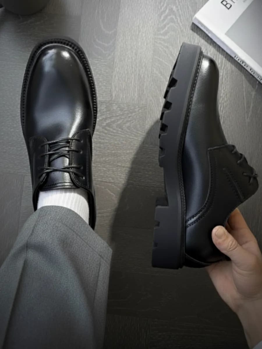 Туфли на платформе кожаные лоферы