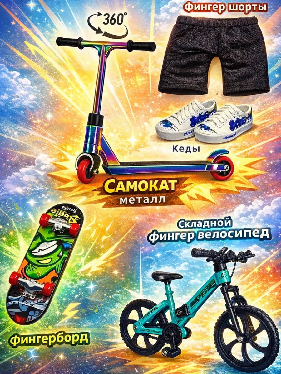 Фингерборд самокат металлический bmx