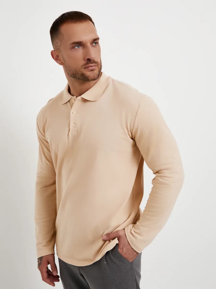 Базовая футболка поло с длинным рукавом