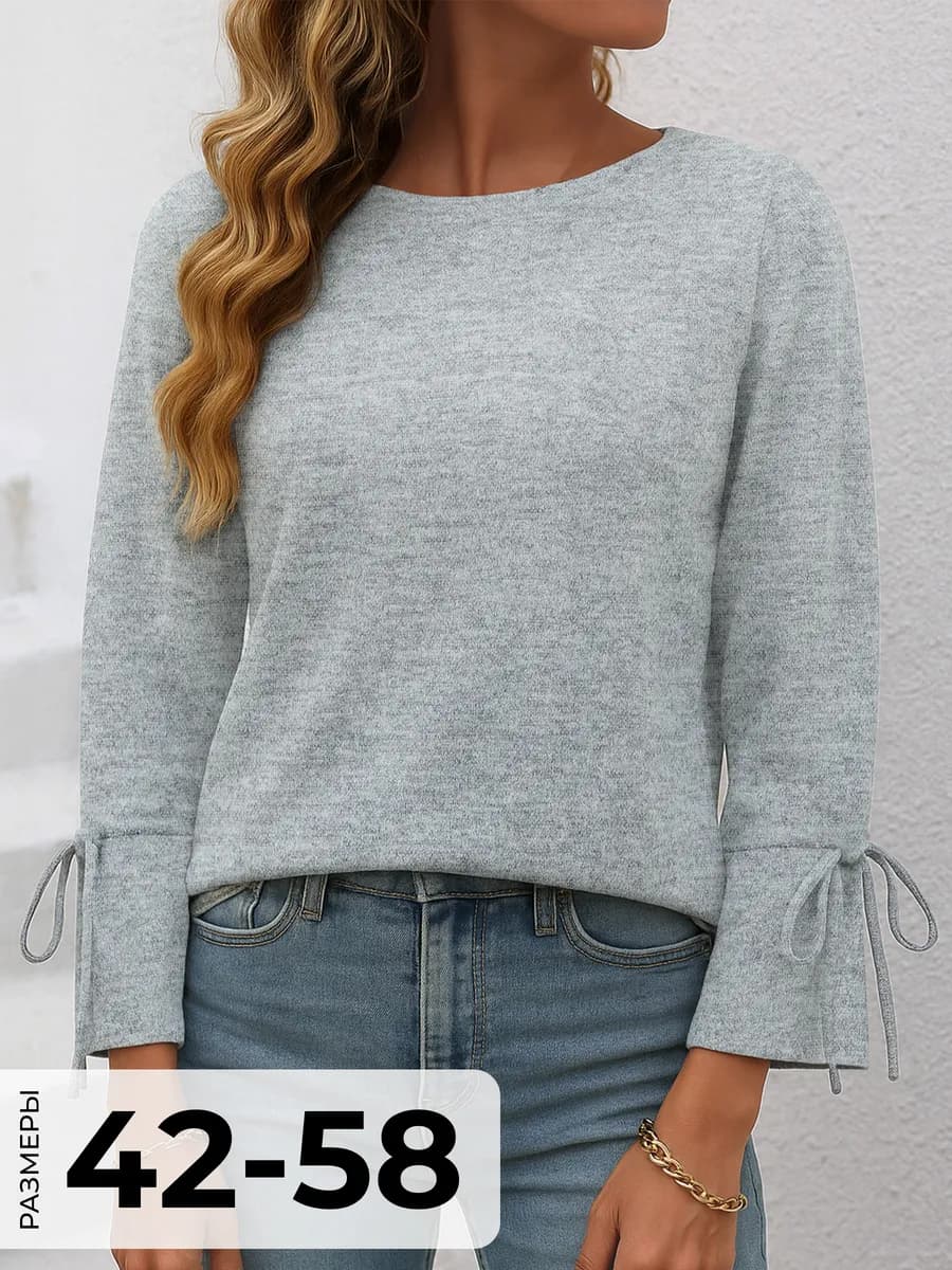 Кофта офисная с завязками на руках больших размеров