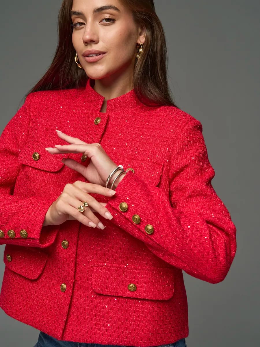 Пиджак жакет твидовый укороченный