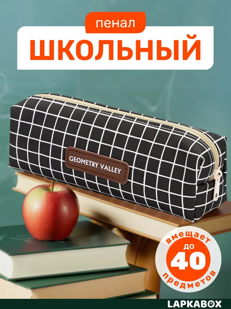 Пенал школьный классический в клетку