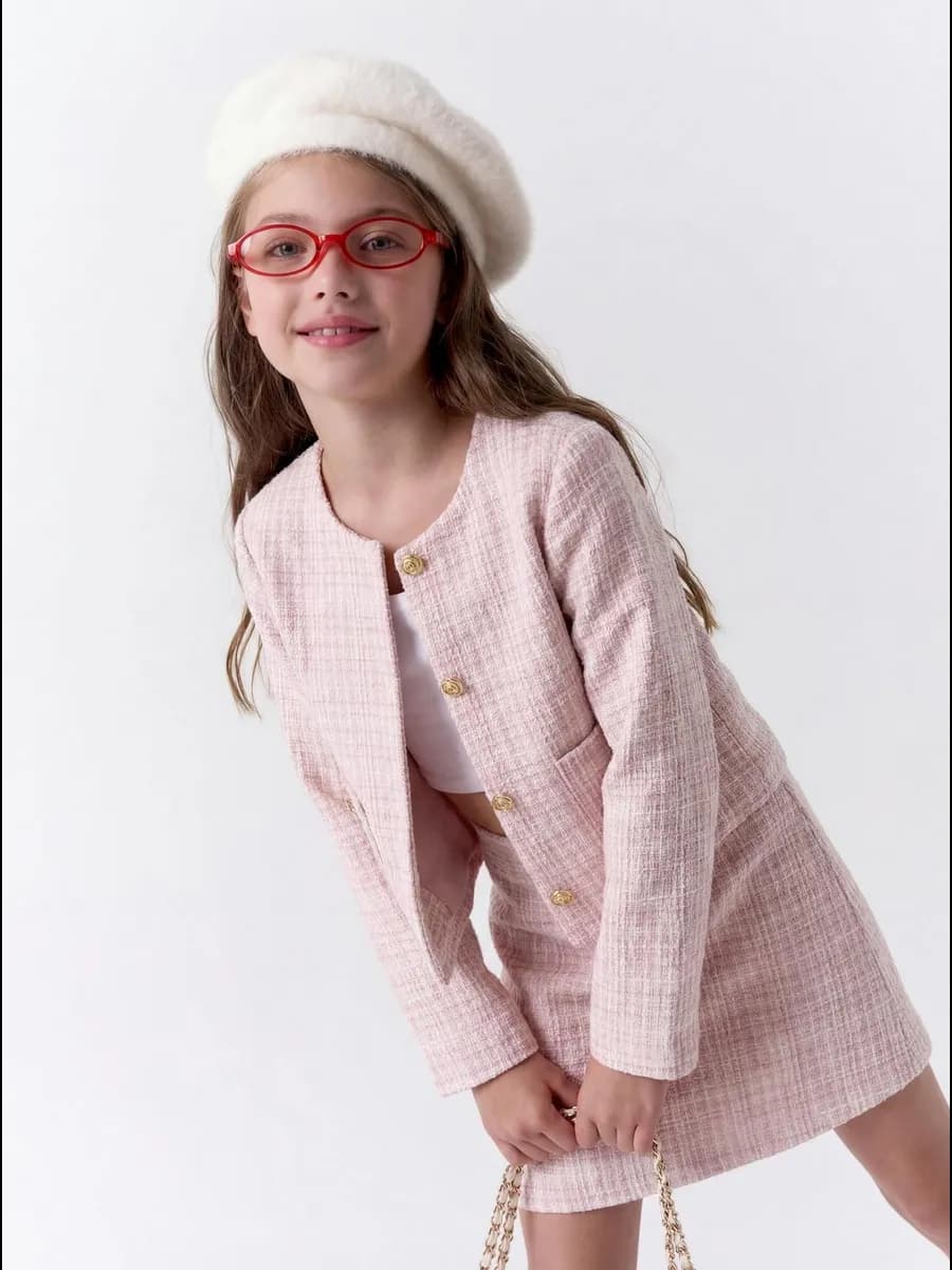 Костюм школьный твидовый с юбкой для девочки