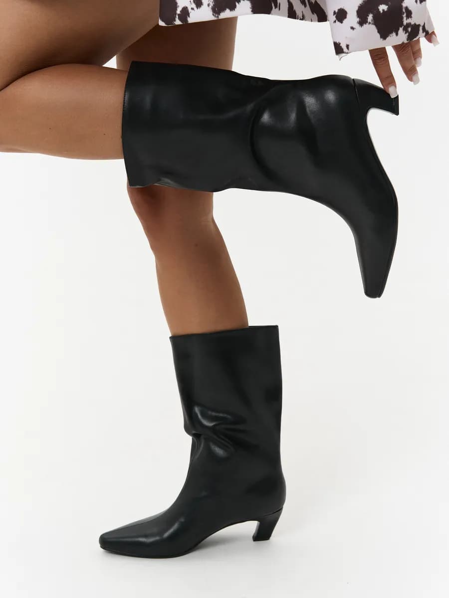 Полусапоги женские кожаные демисезонные на каблуке